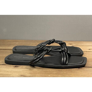 Azalea Wang Women's Stetson Sandals Size 9 Black Flat Knot Flip Flops